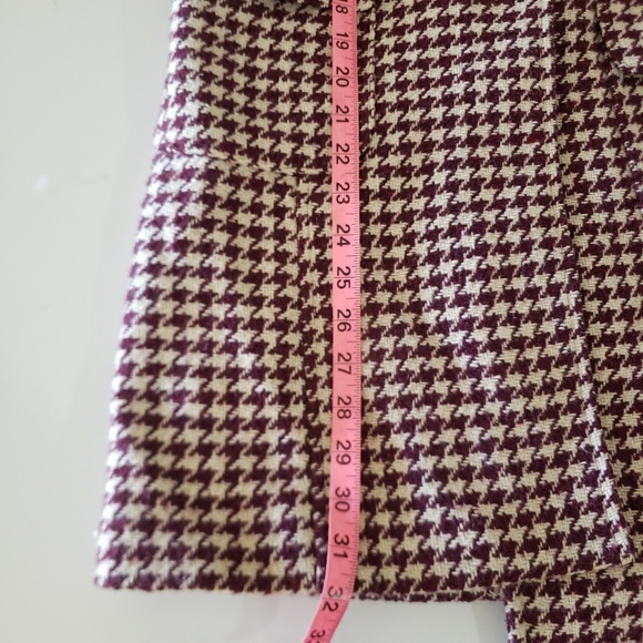 Frenchi Red & Black Houndstooth Wool Coat women's size XS - Picture 5 of 6